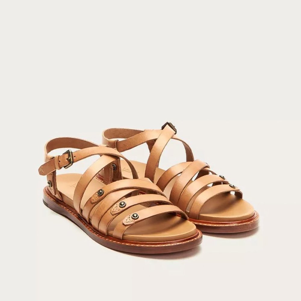 🔥Frye Andora Italian Leather Strappy Sandal in Camel 6.5 NIB $278 GORGEOUS!
